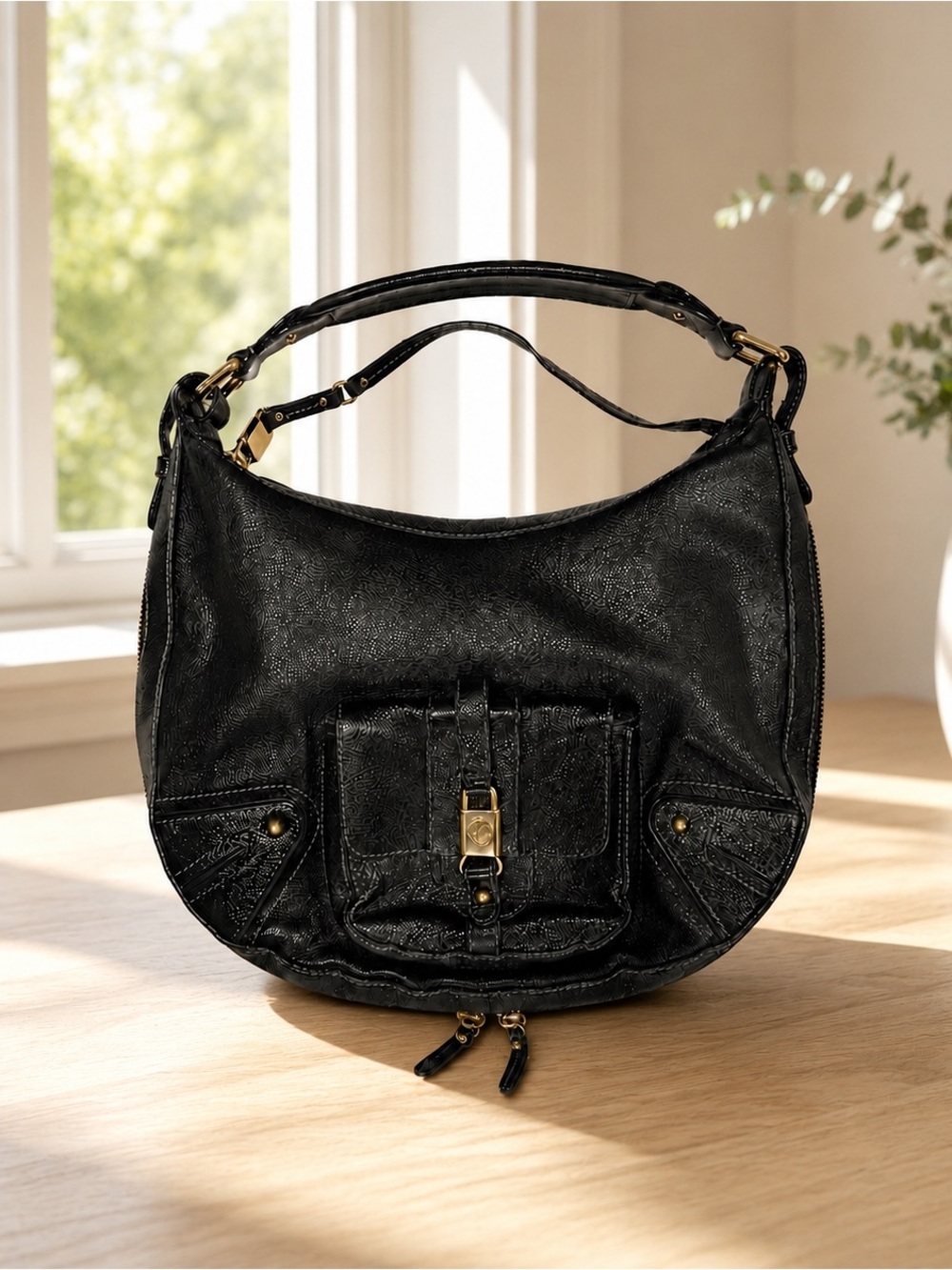 Marc Jacobs Pebble Leather Hobo Bag Purse Expandable Zipper Bottom Made in Italy